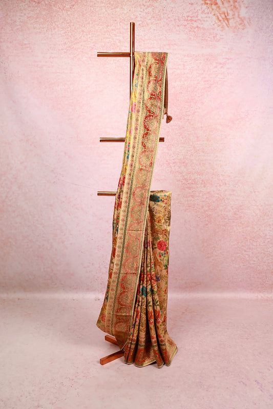 Beige Crepe Saree