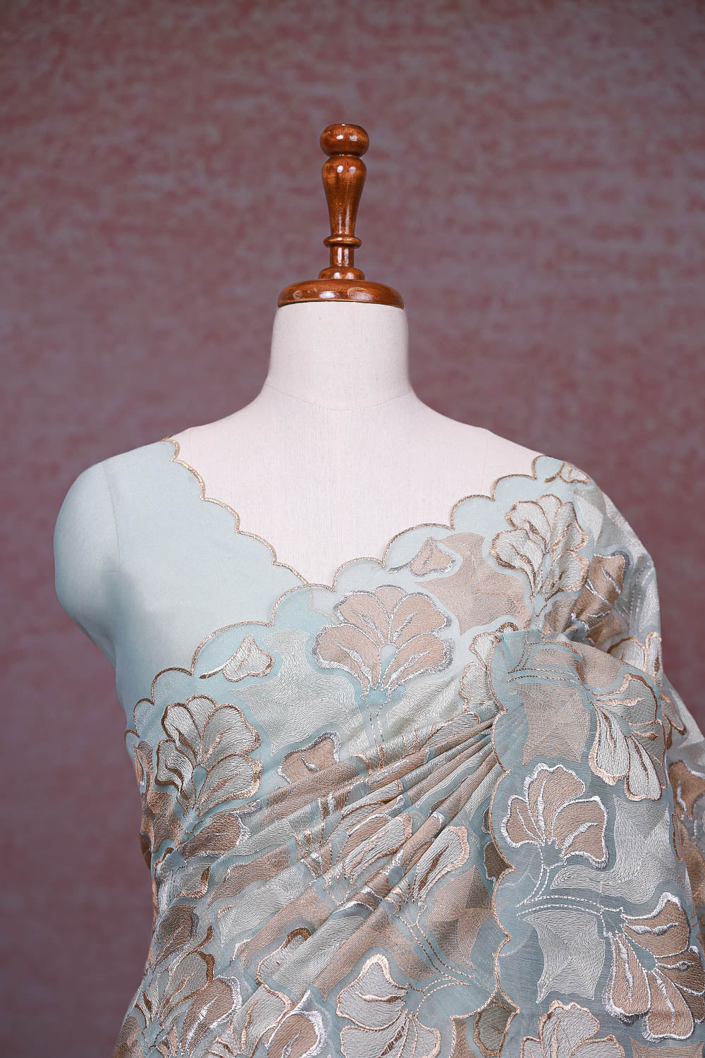 Light Blue Tissue Organza Saree