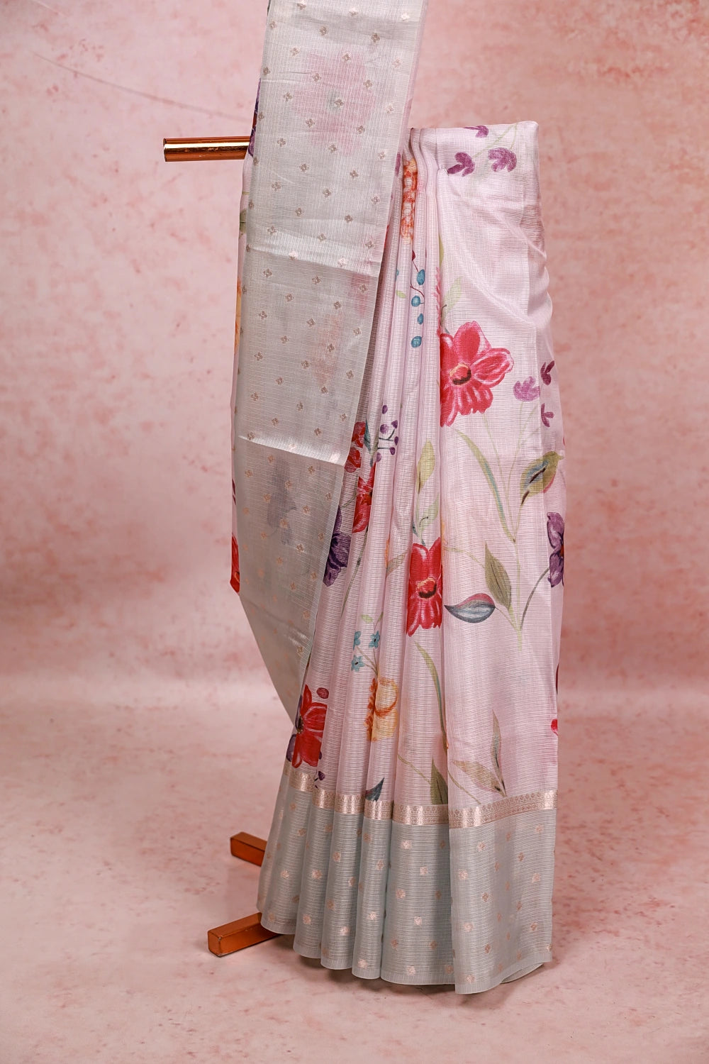 Light Pink Linen Kota Saree