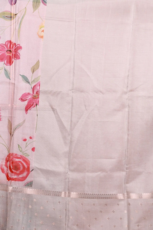 Light Pink Linen Kota Saree