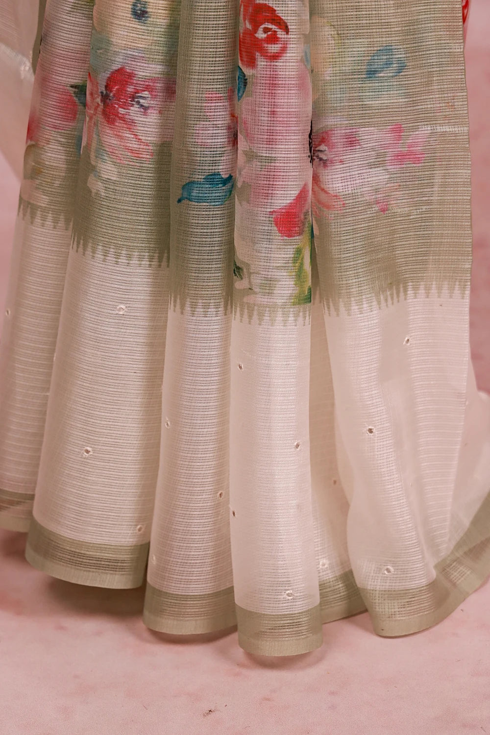 Paris Green Linen Kota Saree
