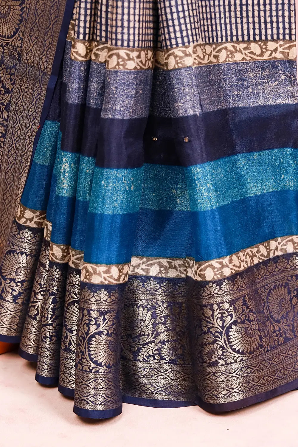 Navy Blue Dola Silk Saree