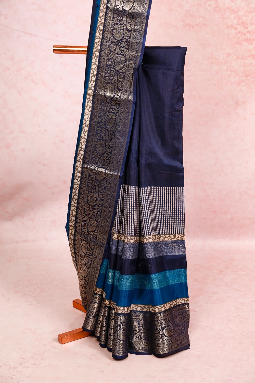 Navy Blue Dola Silk Saree