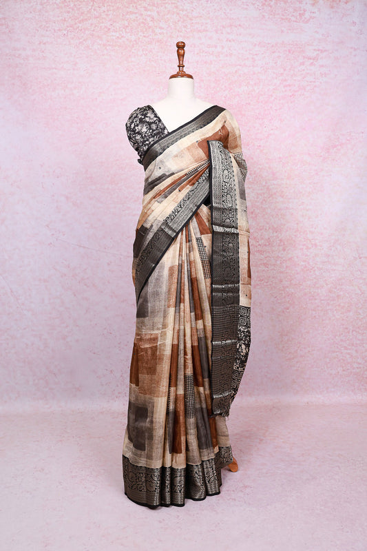 Cream Dola Silk Saree