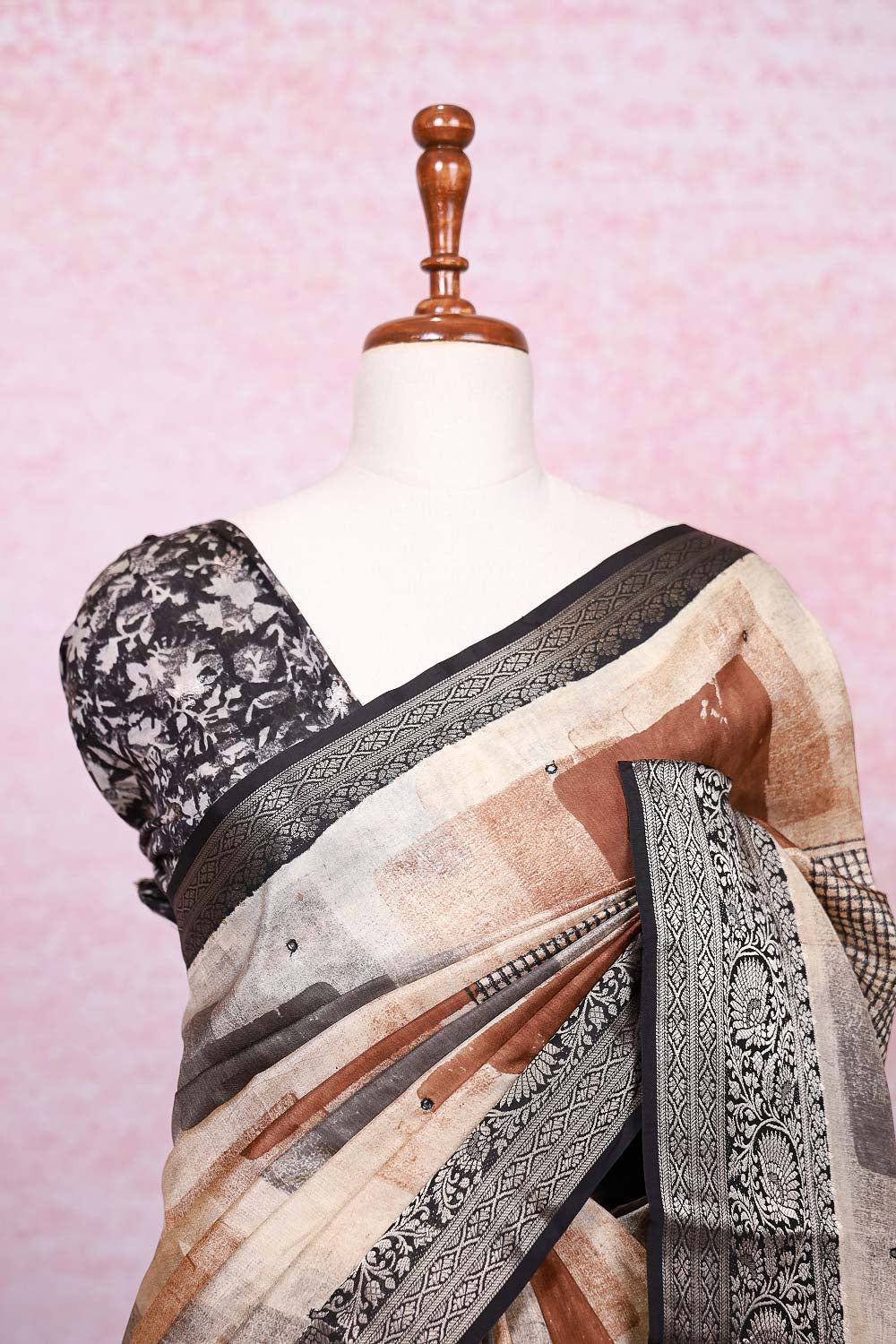 Cream Dola Silk Saree