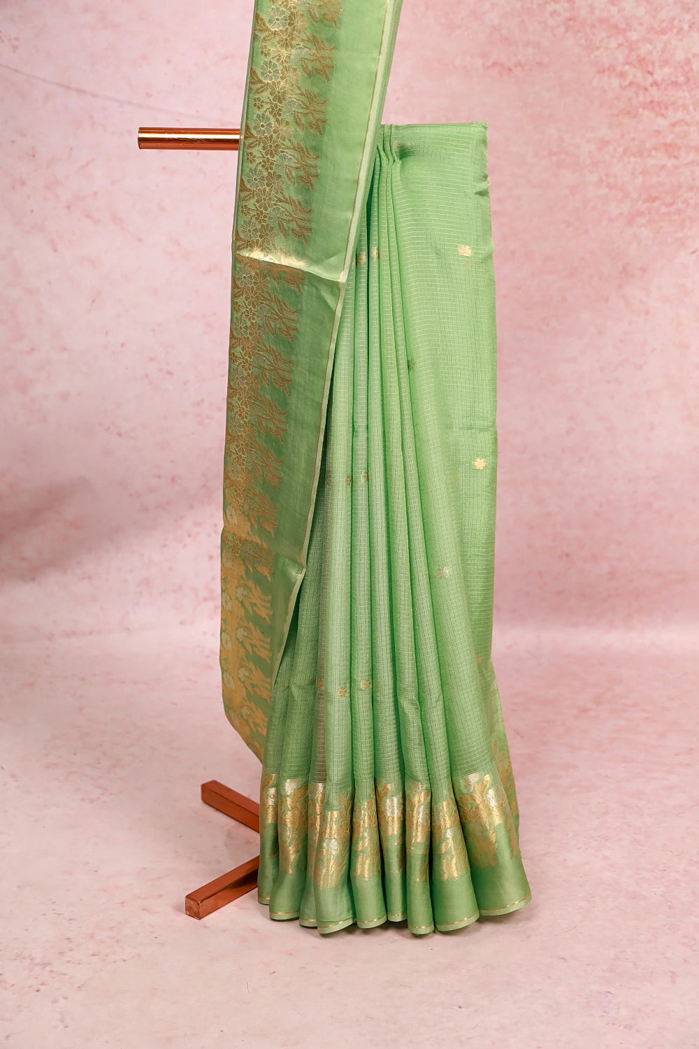 Light Green Tussar Banarasi Saree