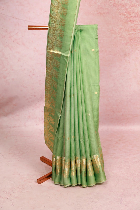 Light Green Tussar Banarasi Saree
