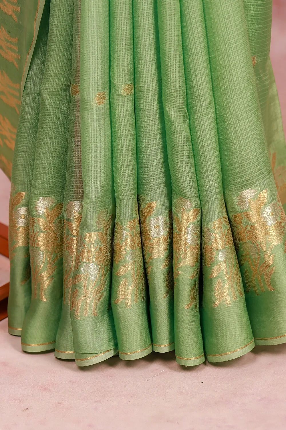 Light Green Tussar Banarasi Saree