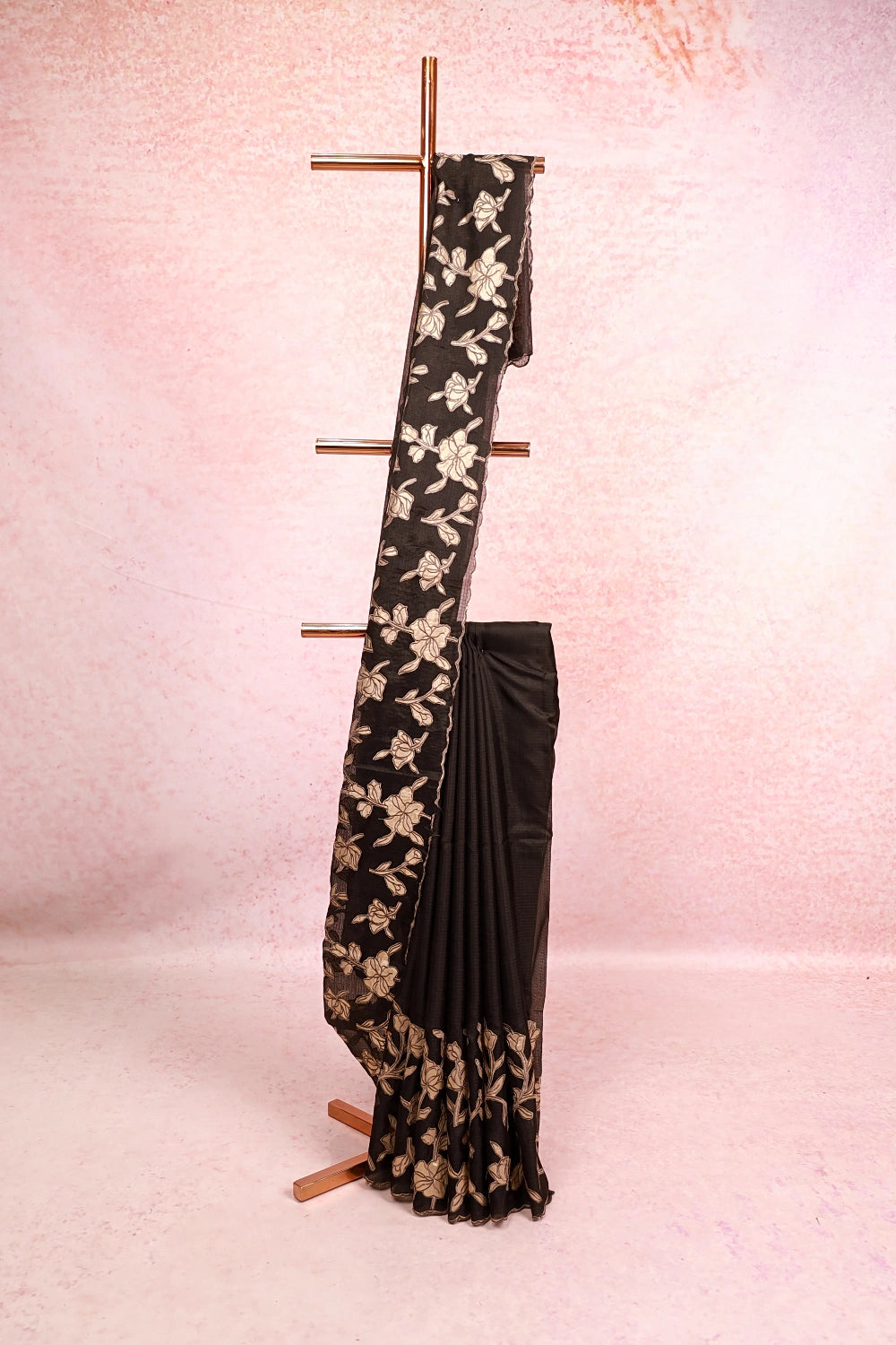 Black Linen Kota Saree