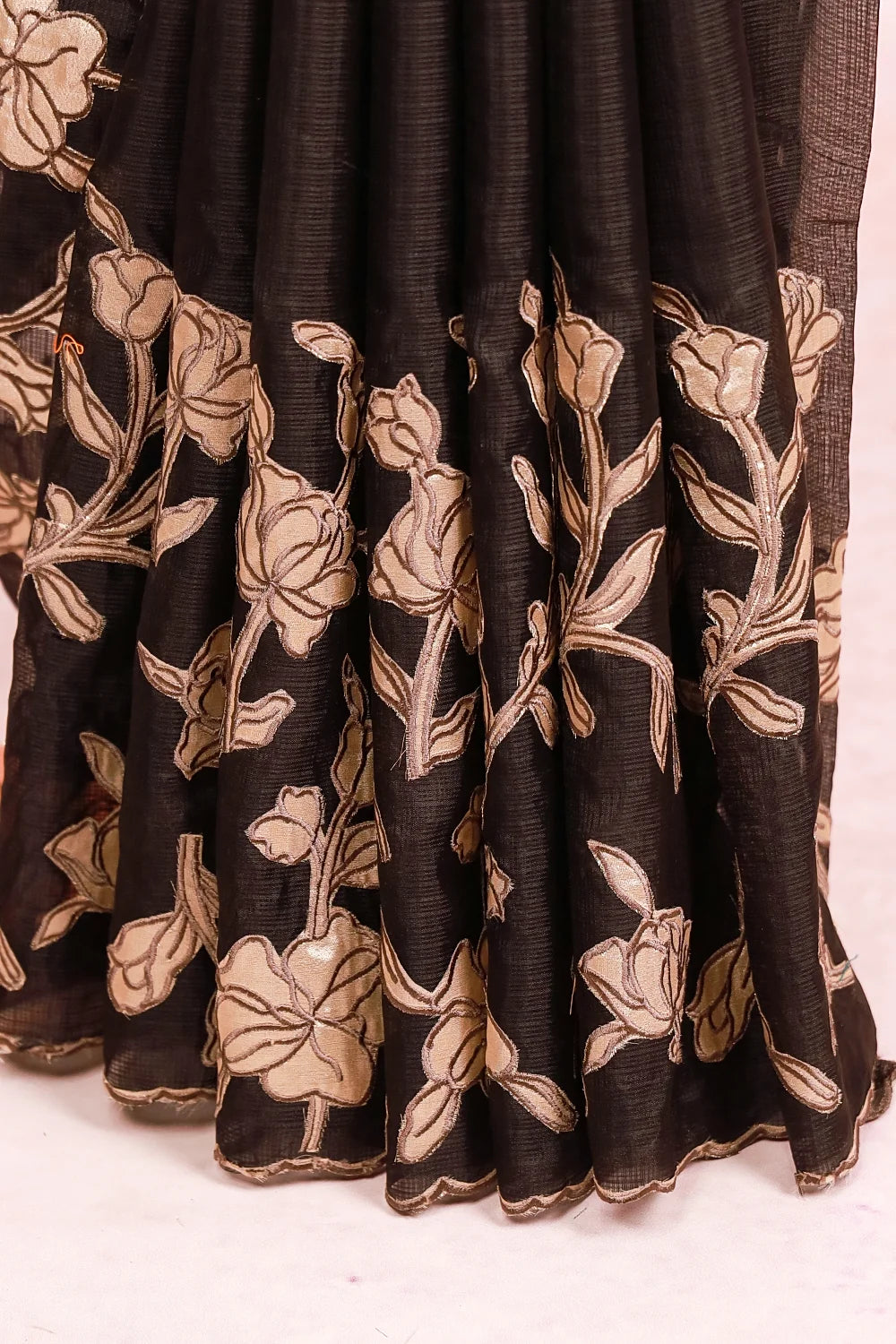 Black Linen Kota Saree