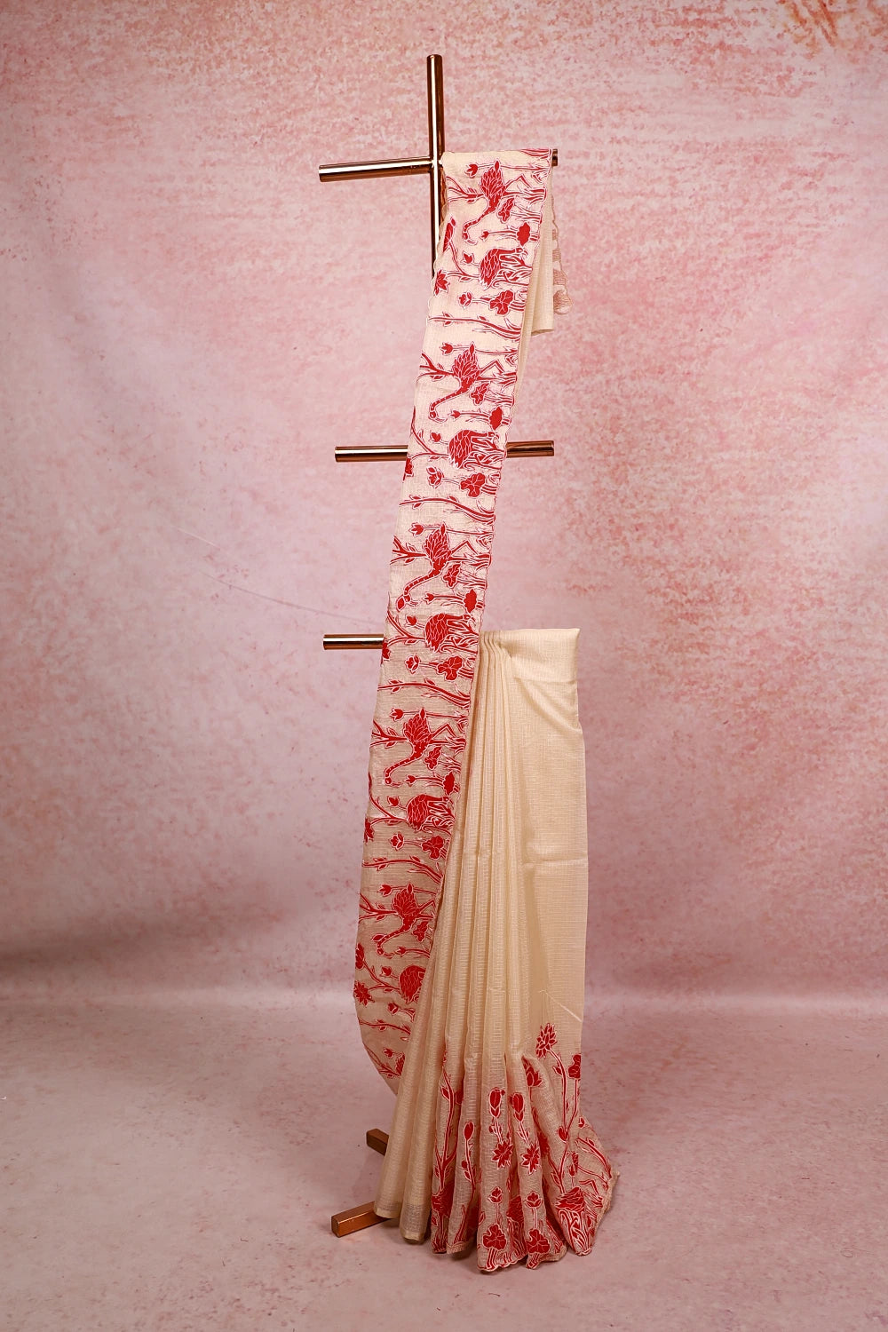 Cream Linen Kota Saree