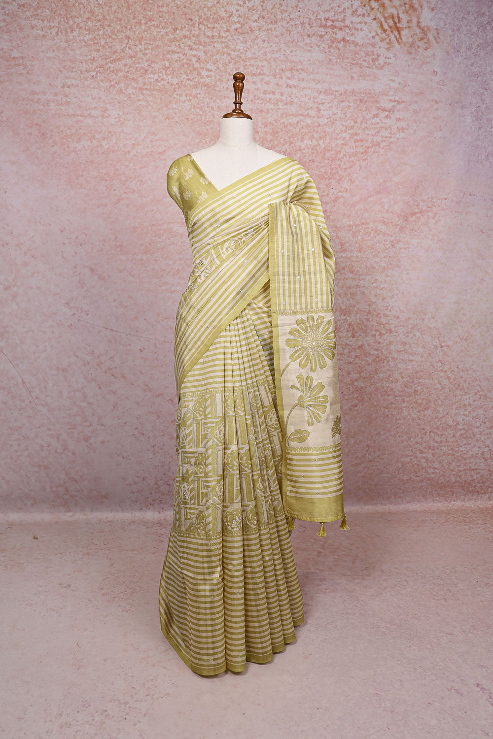 Cream Semi Silk Saree