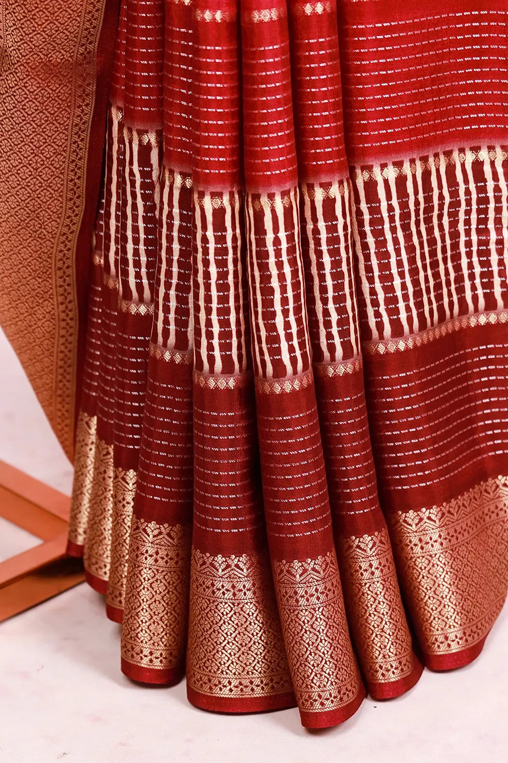 Maroon And Wine Semi Silk Saree