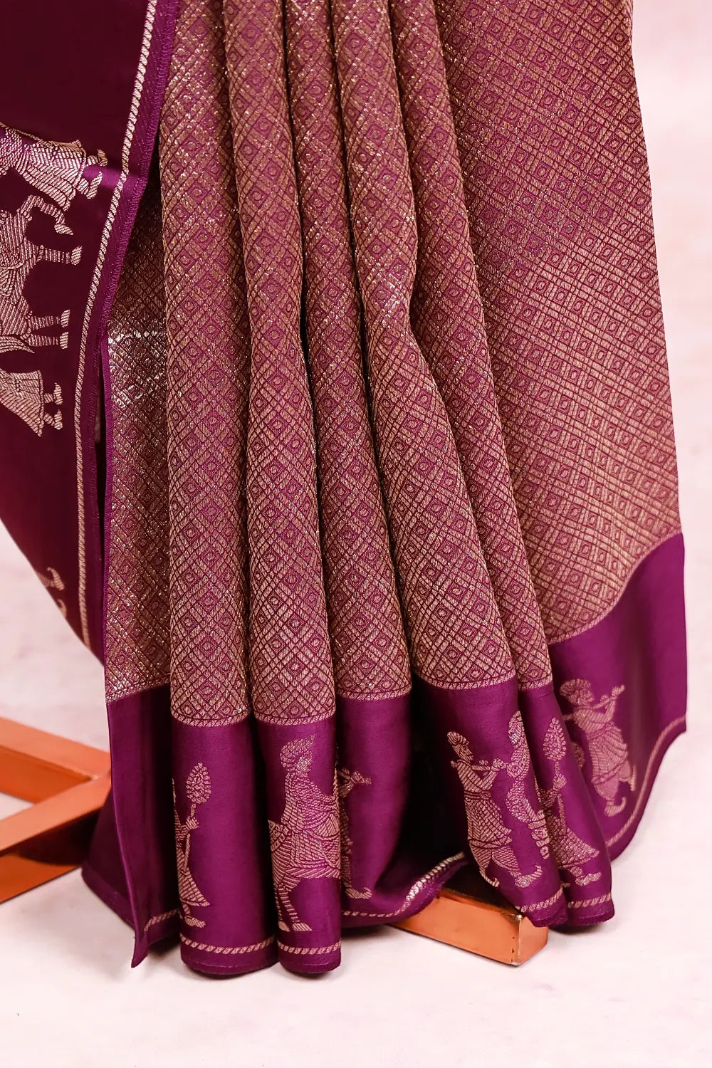 Violet Satin Silk Semi Silk Saree