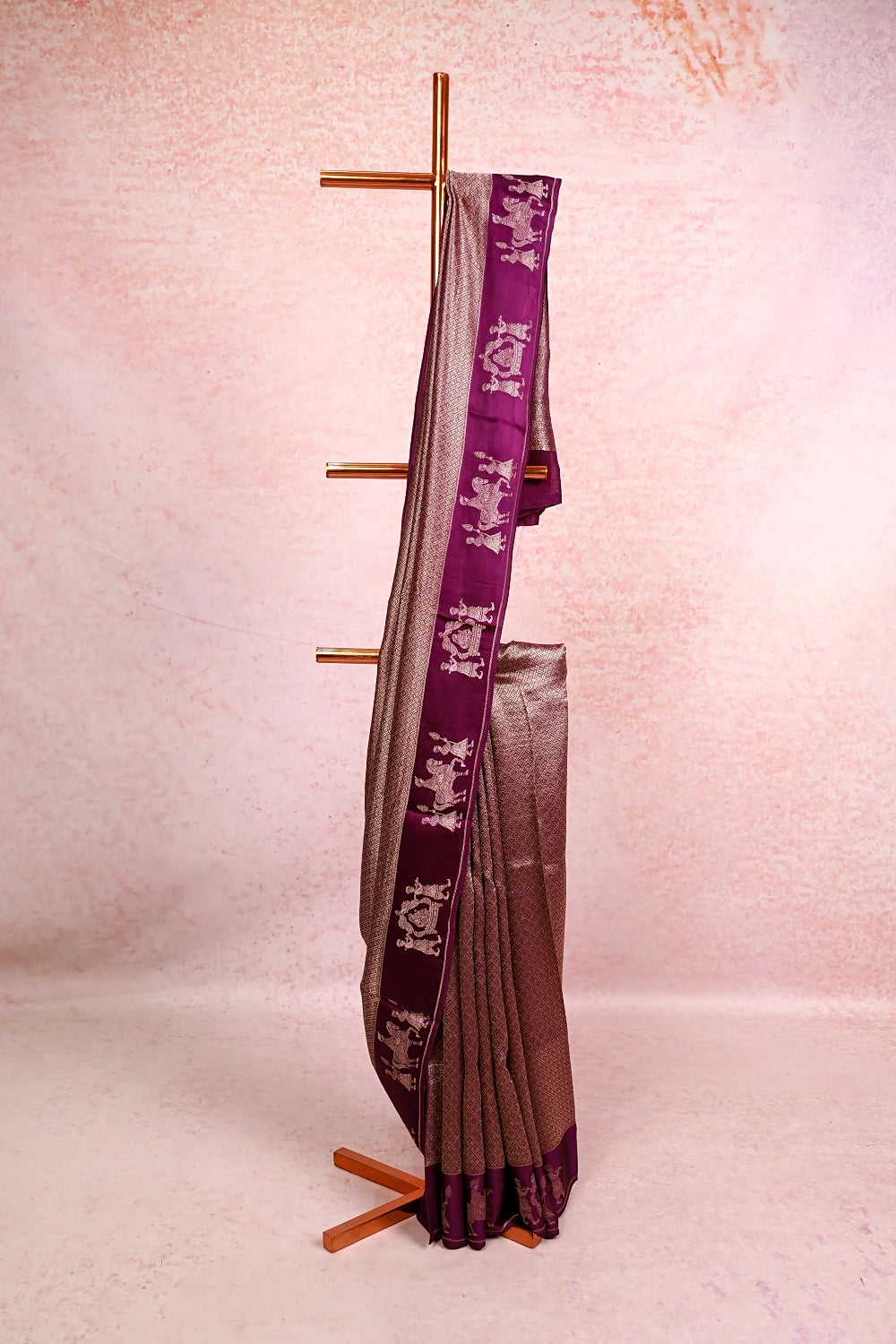 Violet Satin Silk Semi Silk Saree