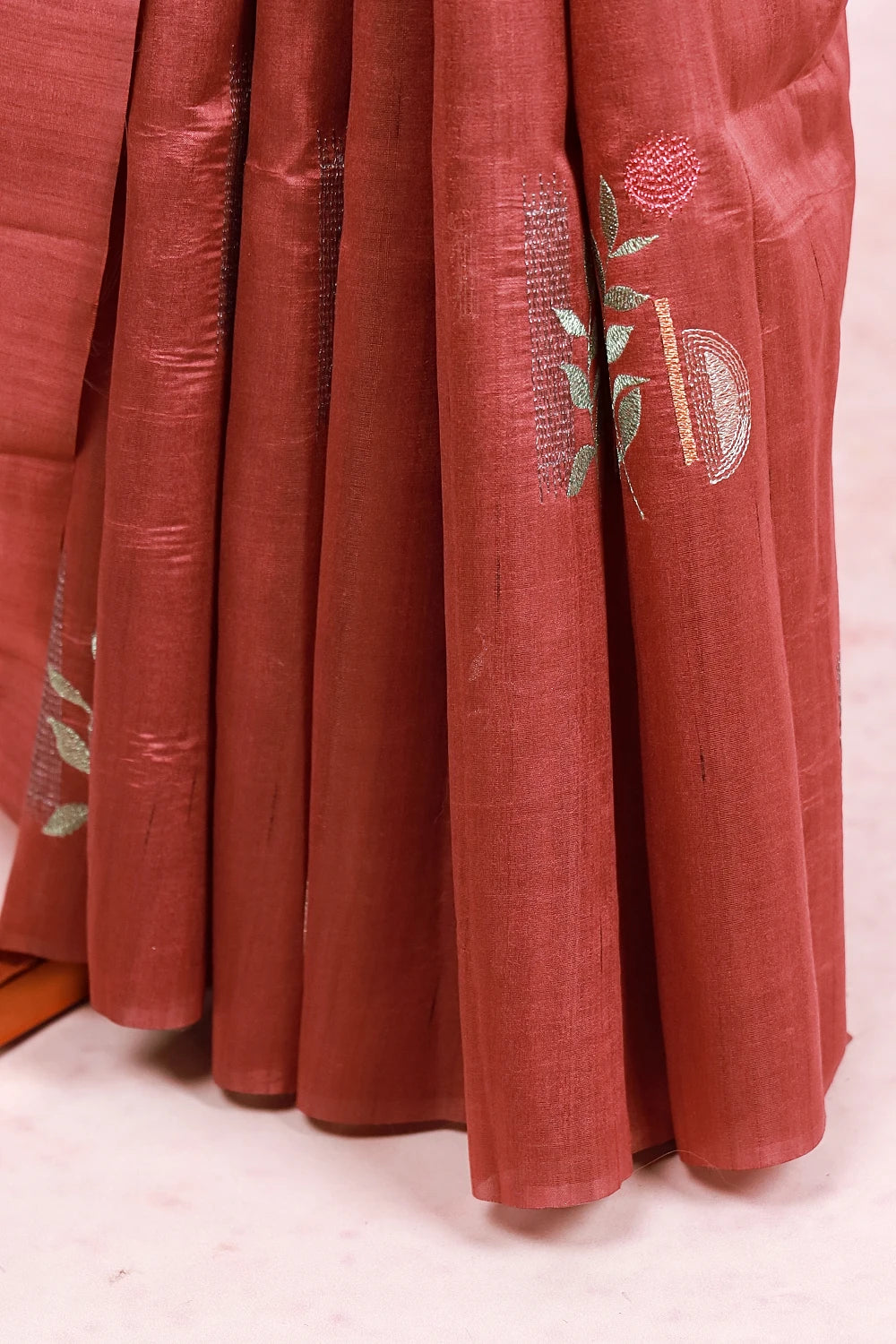 Dark Onion Pink Semi Tussar Saree