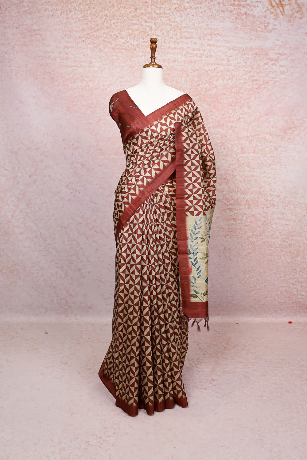 Maroon Semi Silk Saree