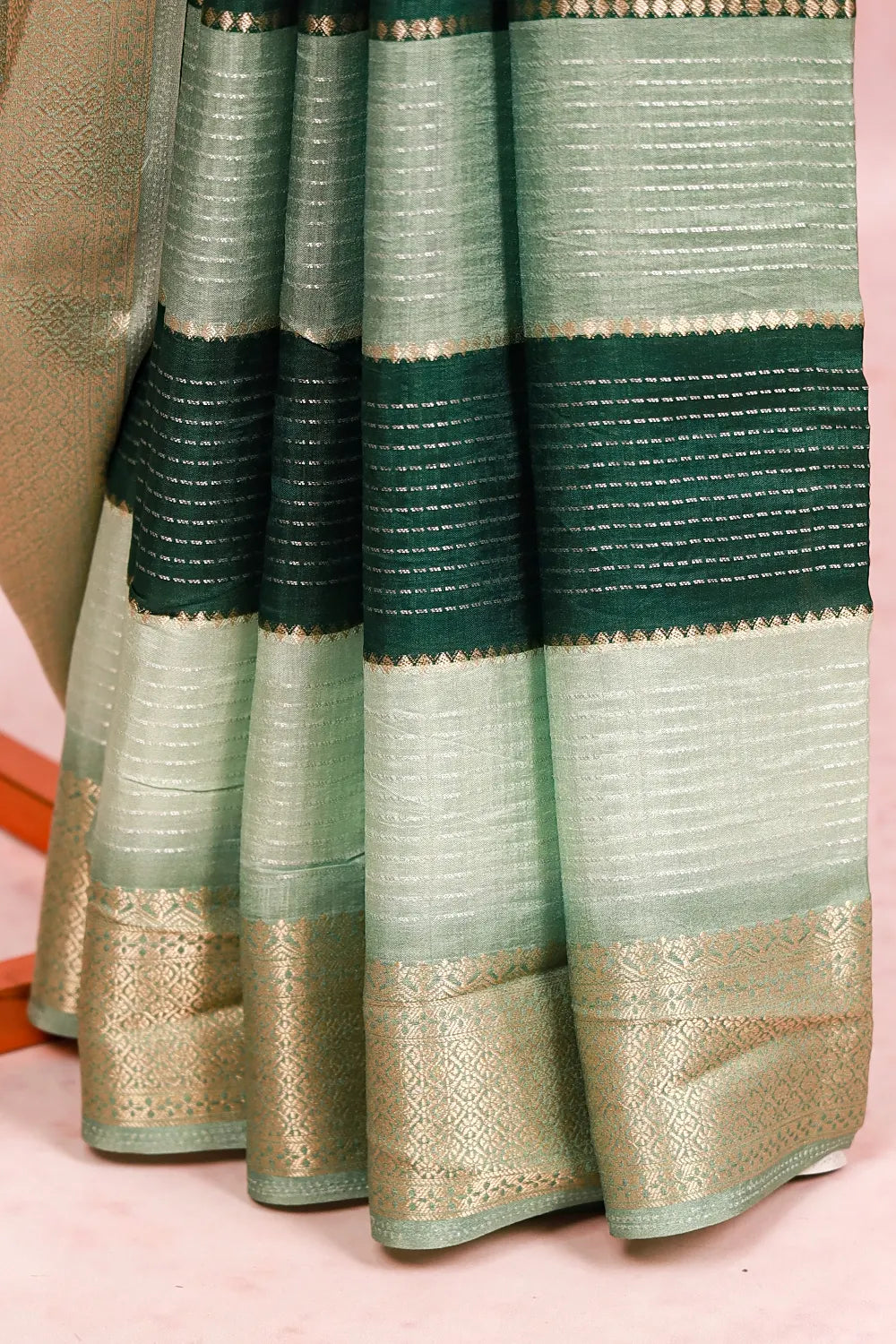 Multi Green Colour Semi Silk Saree