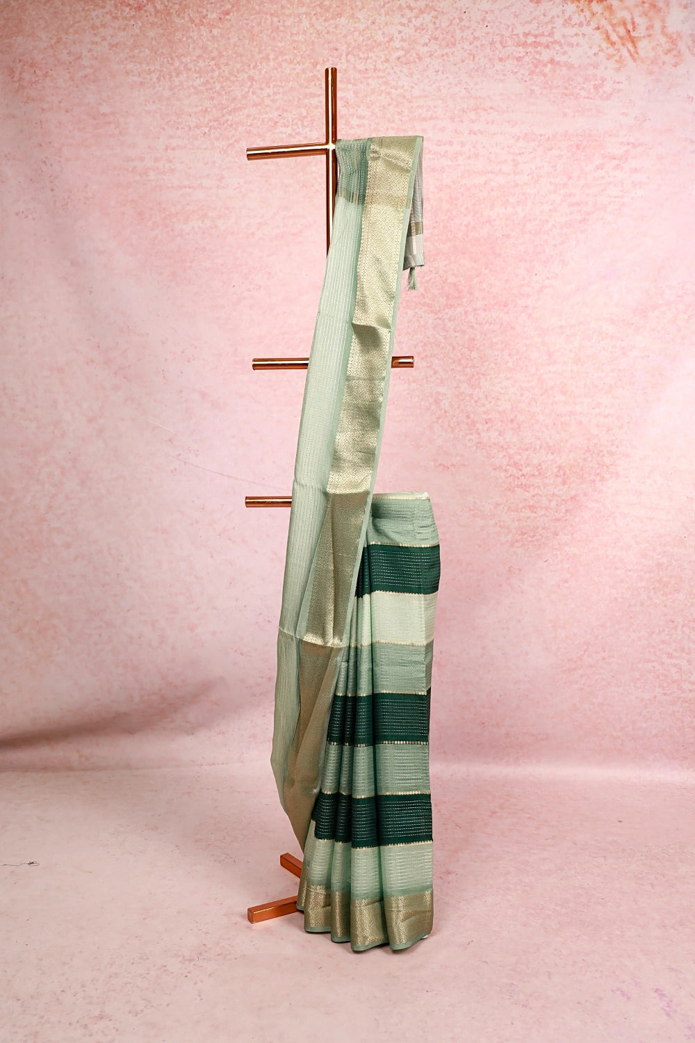 Multi Green Colour Semi Silk Saree