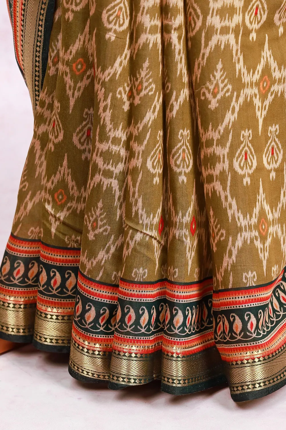 Moss Green Semi Chanderi Saree