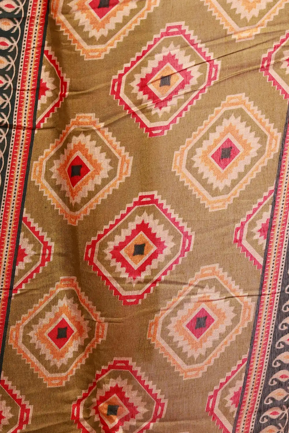 Moss Green Semi Chanderi Saree