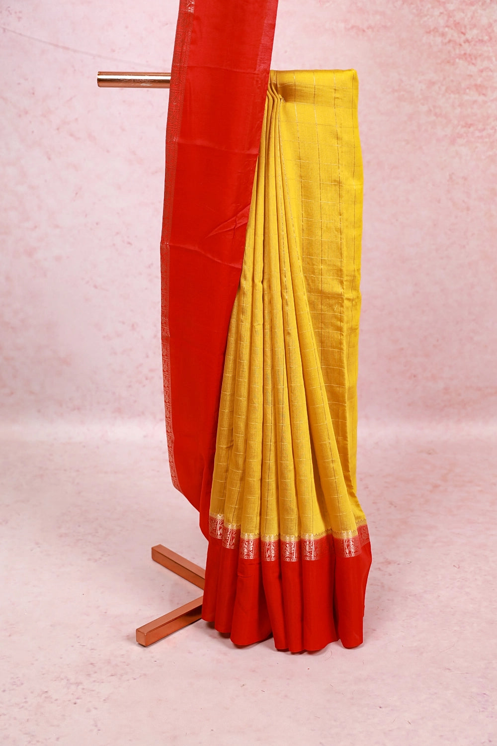 Mustard Yellow Crepe Saree