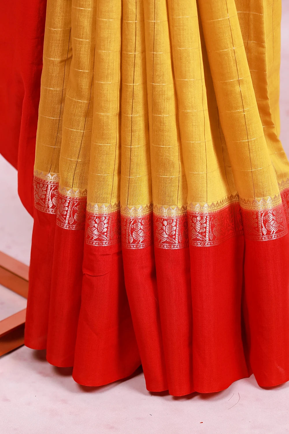Mustard Yellow Crepe Saree