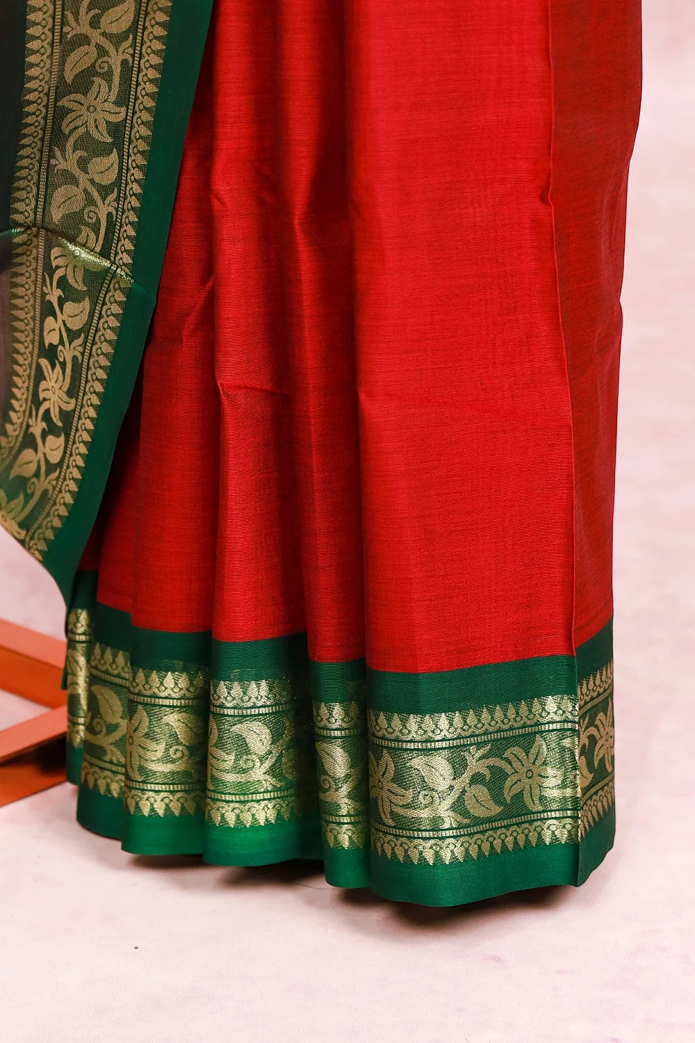 Beet Root Colour Cotton Saree