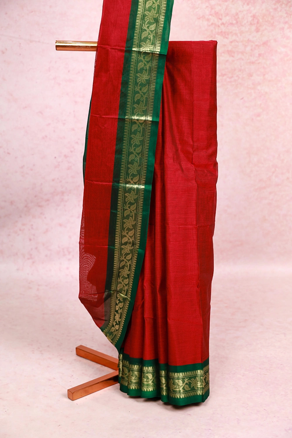 Beet Root Colour Cotton Saree