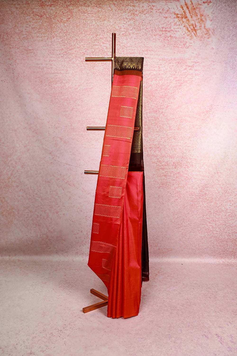 Orange Rani Colour Kancheepuram Silk Saree