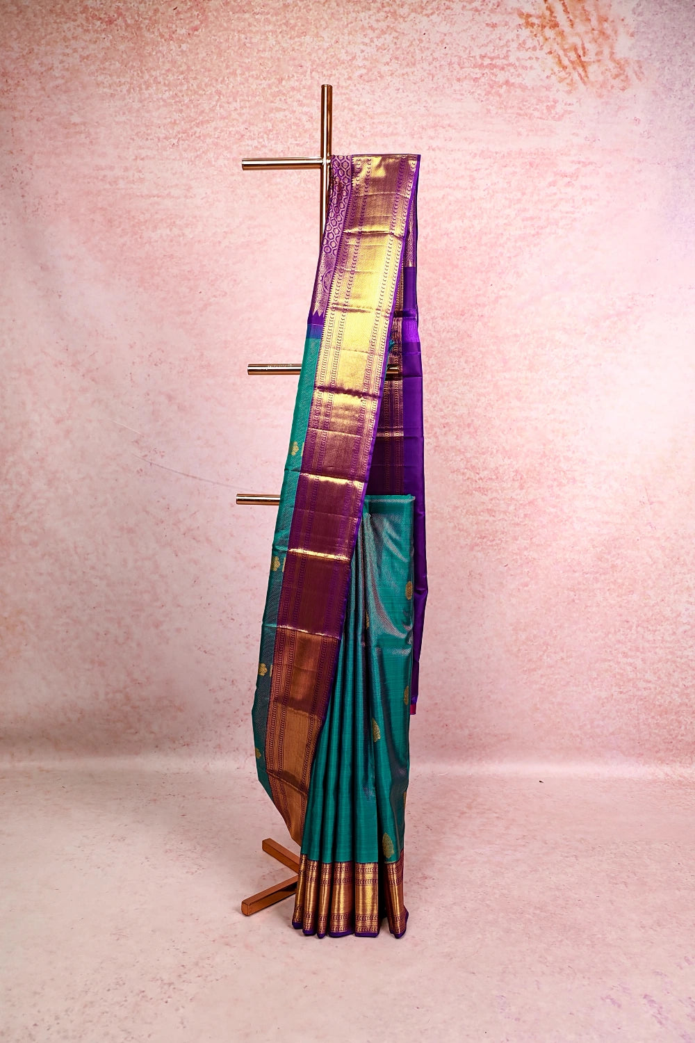 Teal Blue Kancheepuram Silk Saree