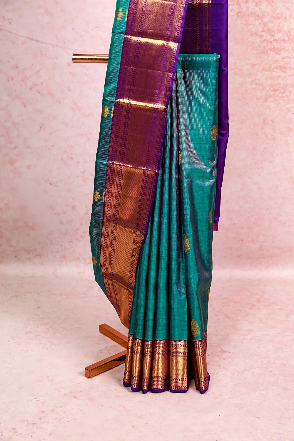 Teal Blue Kancheepuram Silk Saree