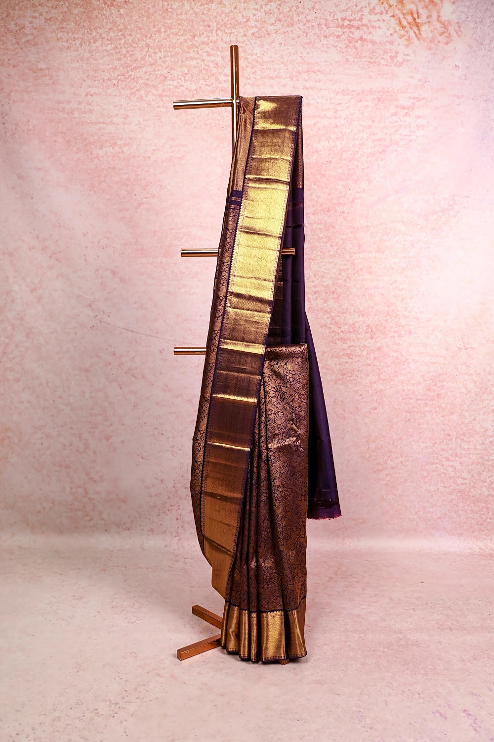 Purple Blue Kancheepuram Silk Saree