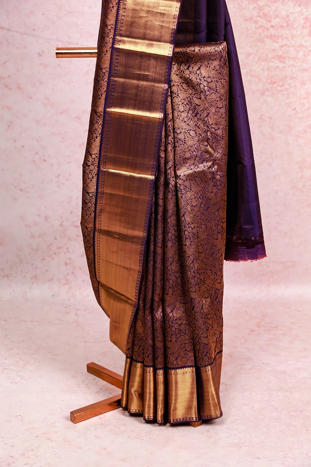 Purple Blue Kancheepuram Silk Saree