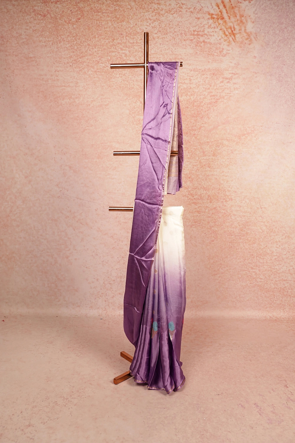 Off White With Lavender Colour Semi Banarasi Saree