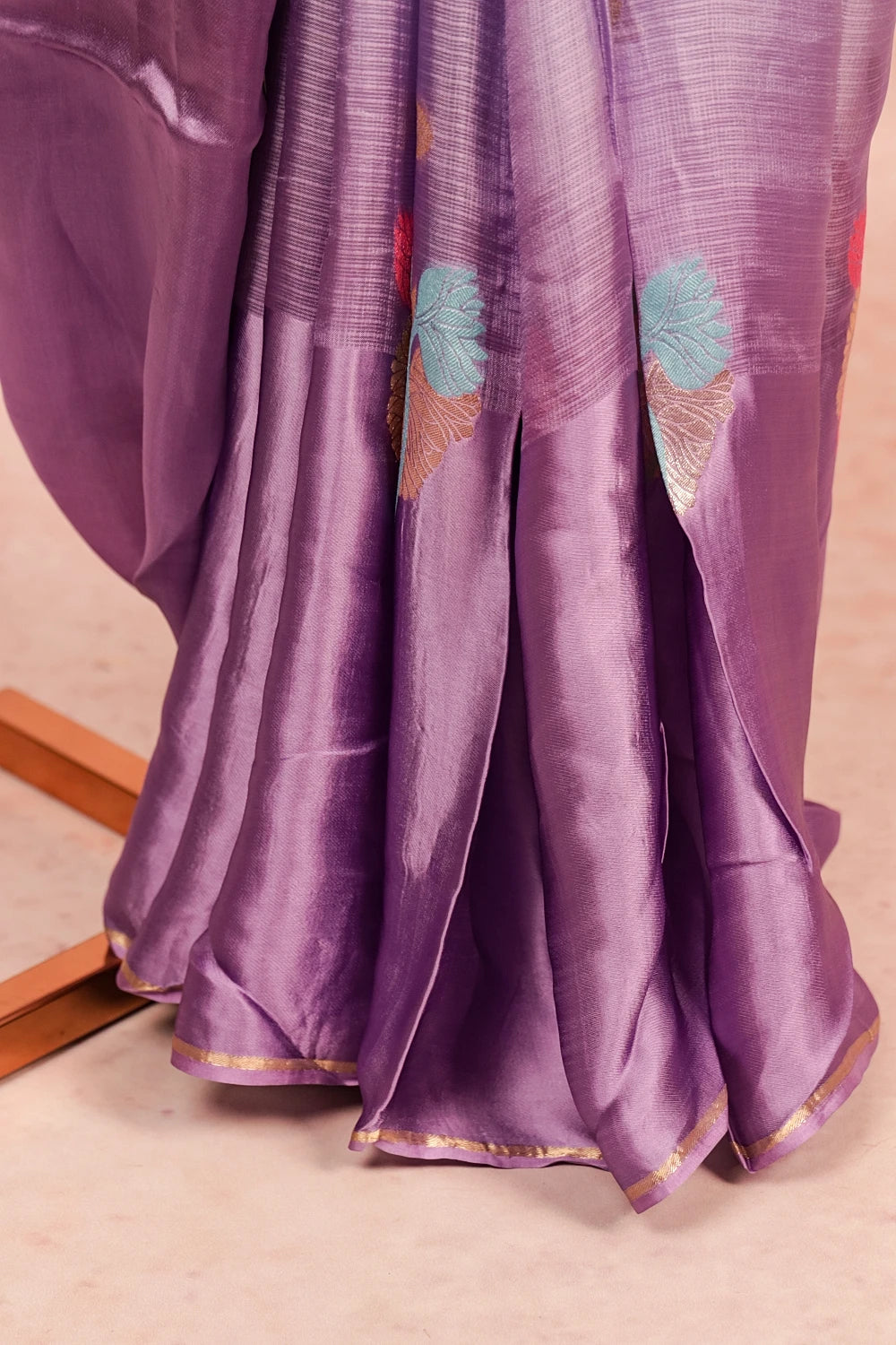 Off White With Lavender Colour Semi Banarasi Saree