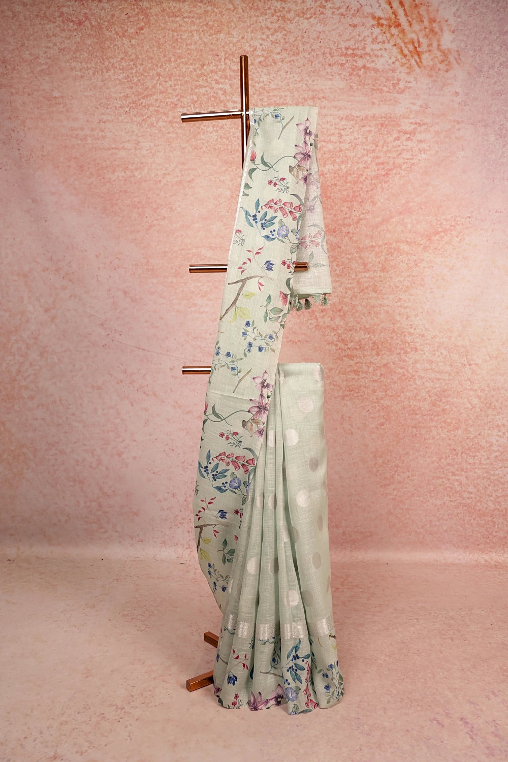 Sea Green Semi Linen Saree