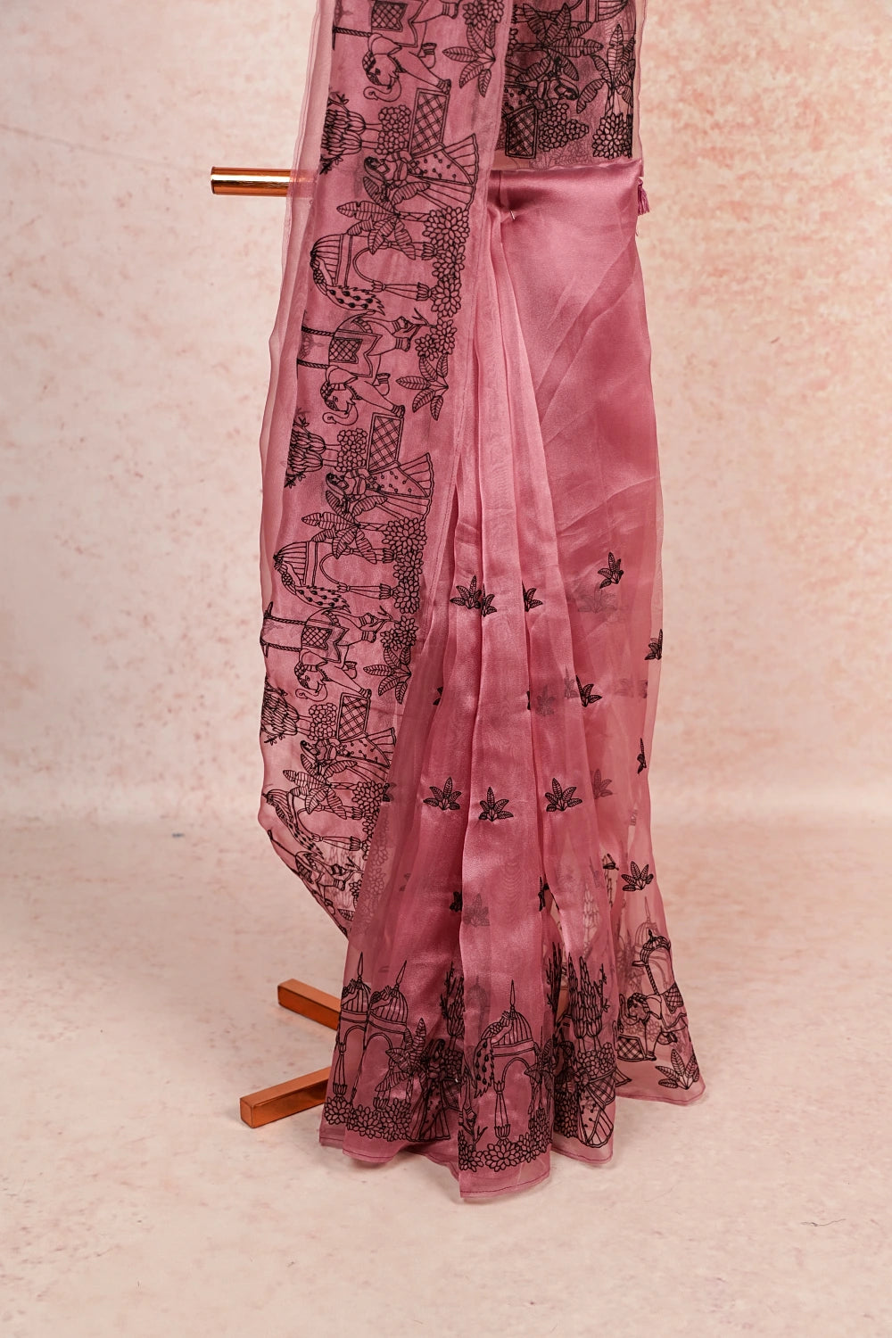 Wine Semi Organza Saree