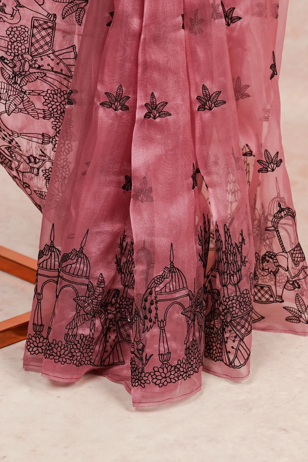 Wine Semi Organza Saree