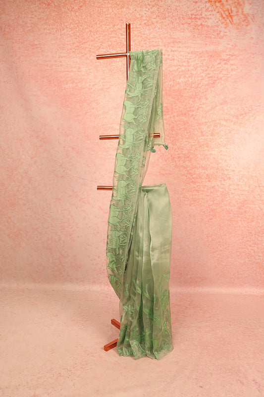 Green Semi Organza Saree