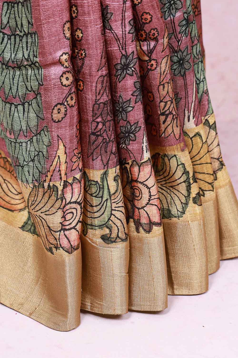 Wine Semi Jute Saree