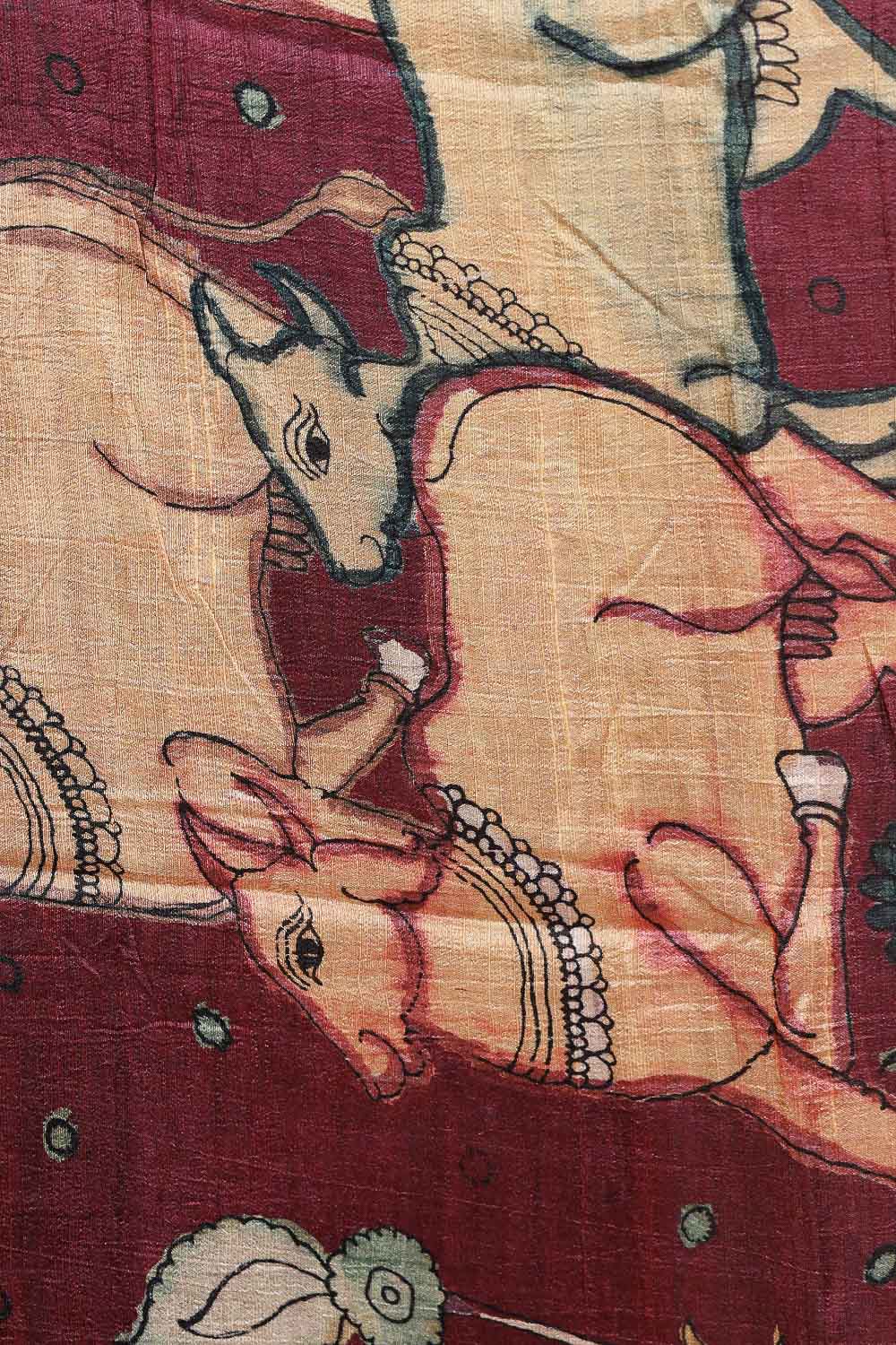 Wine Semi Jute Saree