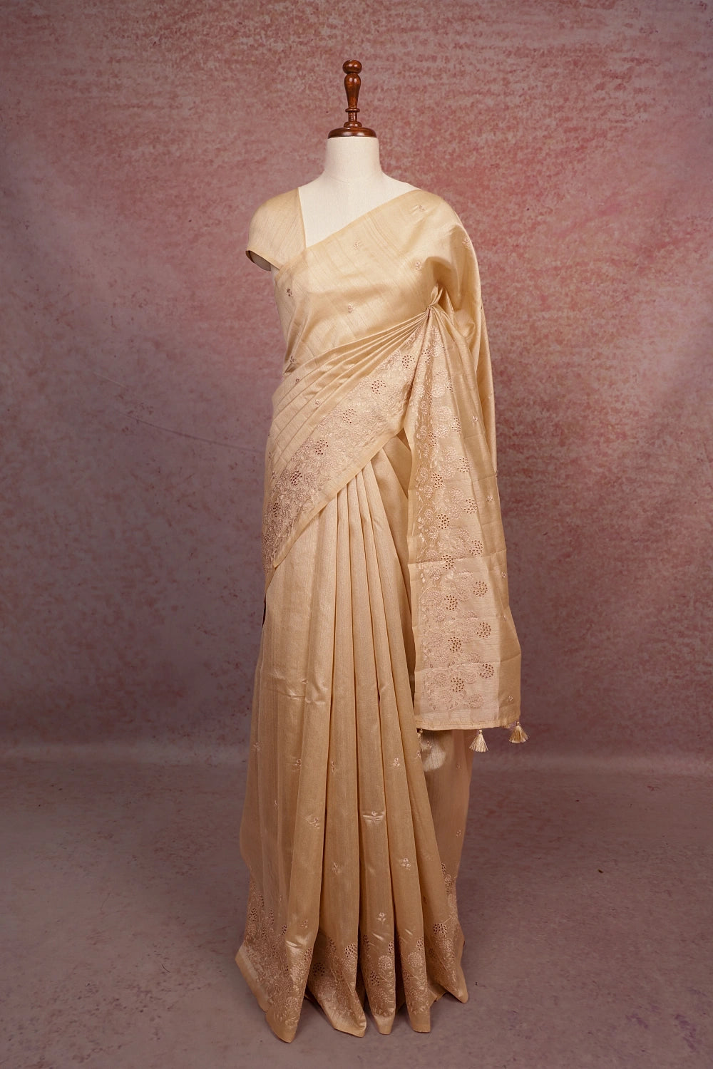 Sandal Colour Semi Jute Saree