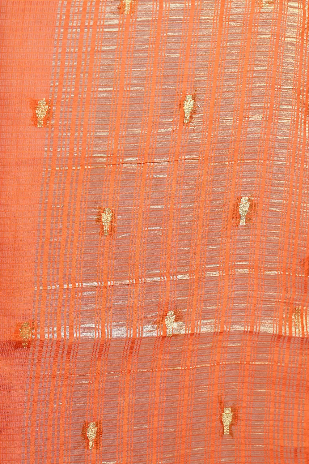 Dark Orange Semi Banarasi Saree