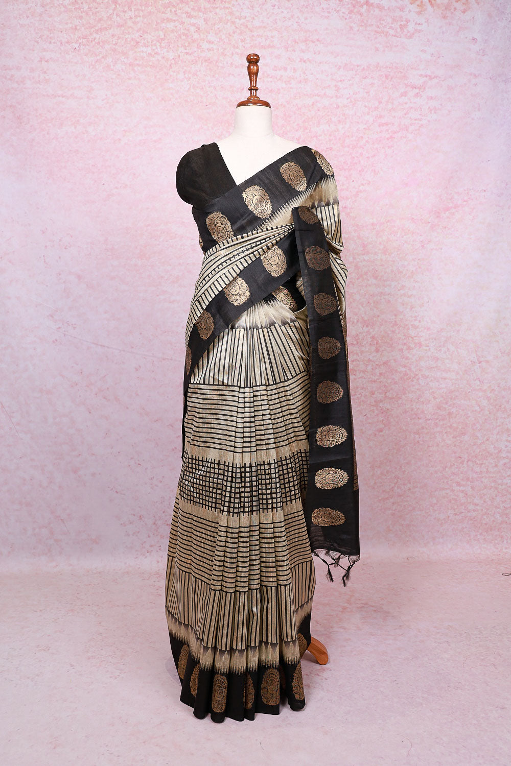 Cream Semi Jute Saree