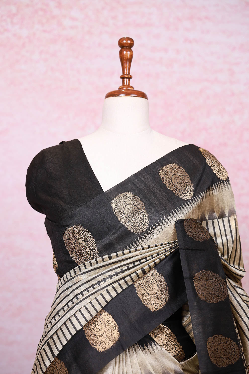 Cream Semi Jute Saree
