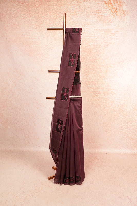 Dark Wine Net Kota Saree