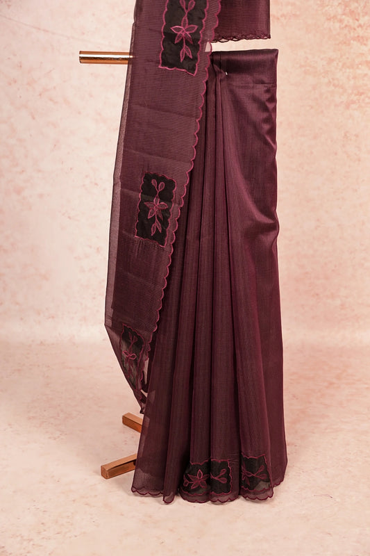 Dark Wine Net Kota Saree