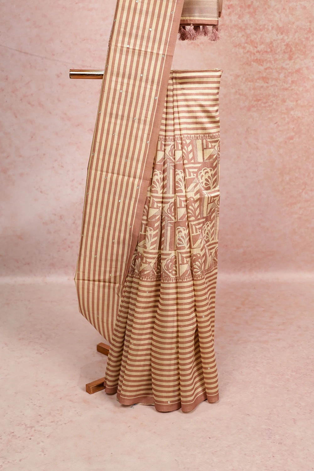 Pastel Pink Semi Tussar Saree