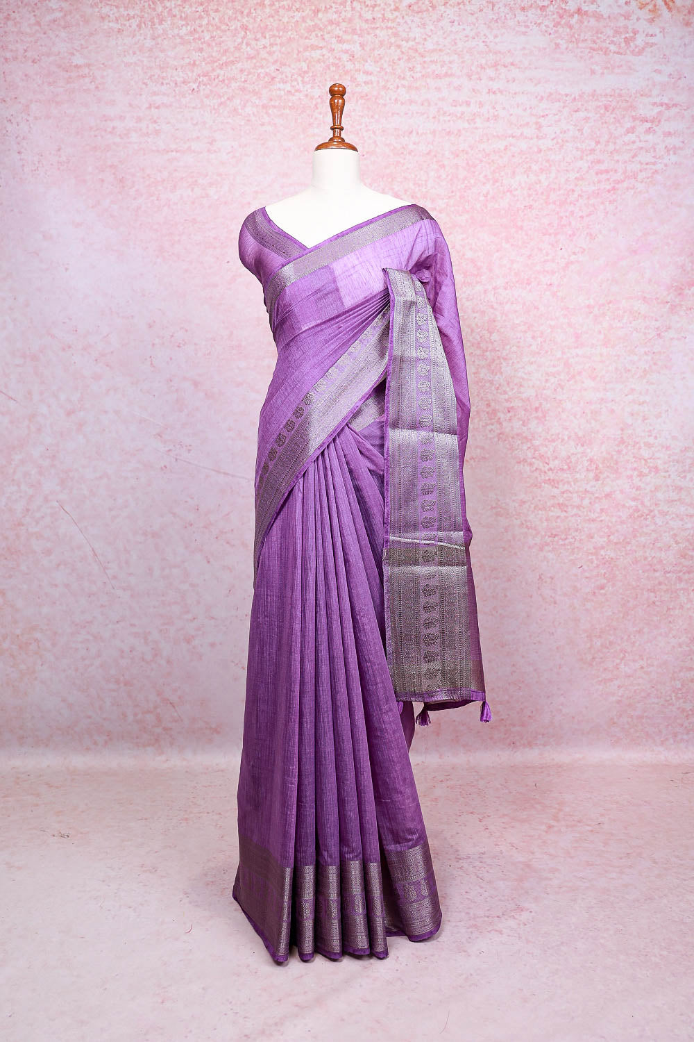 Lavender Semi Jute Saree